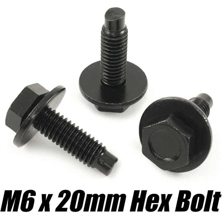 5x Black Metal M6x20 Bolts Hex Screw Ring Washer for Peugeot Nissan Skoda BMW
