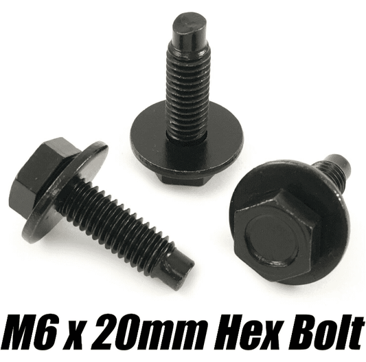 5x Black Metal M6x20 Bolts Hex Screw Ring Washer for Peugeot Nissan Skoda BMW