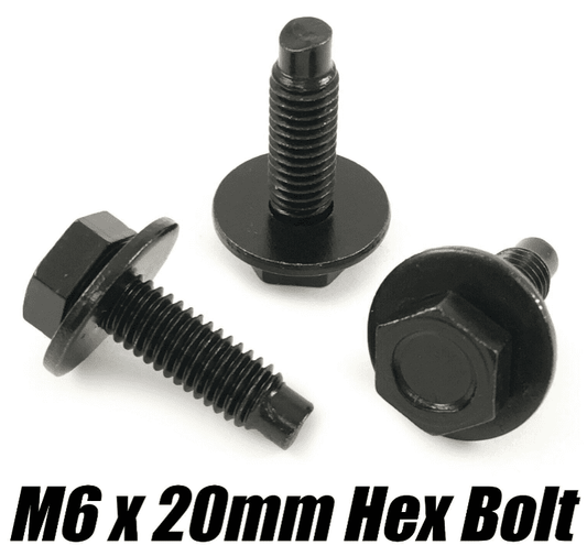5x Black Metal M6X20mm Hex Bolts with Washer for Audi VW Seat Mercedes