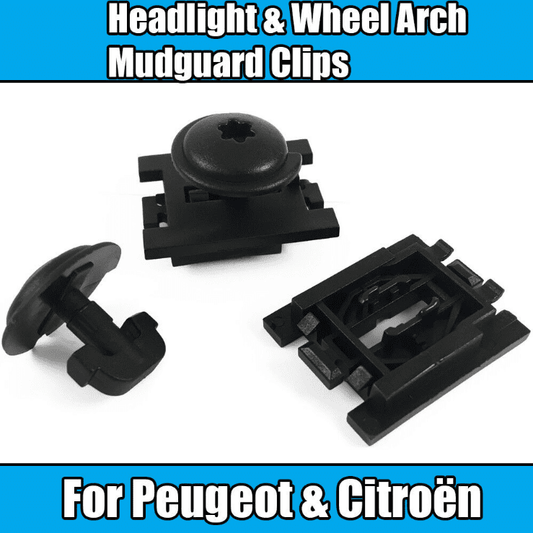5x Black Plastic Clips for Peugeot Citroen Headlight Wheel Arch Mudguard