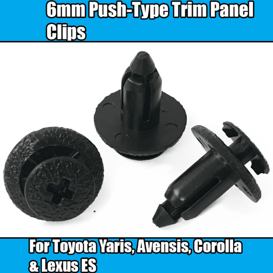 5x Black Plastic Clips for Toyota Yaris, Avensis, Corolla Trim Panel 6mm