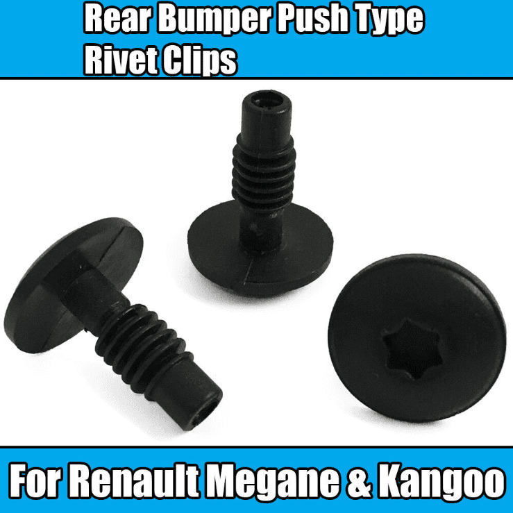 5x Black Plastic Push Type Rivet Clips for Renault Megane Kangoo Rear Bumper