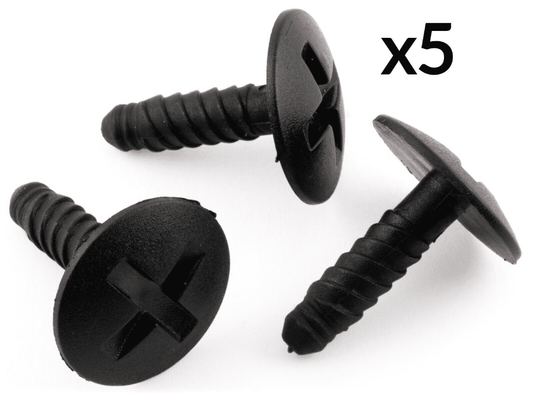 5x Black Screw Retainer Trim Clips for VW T5 Engine Headlight Battery Cover