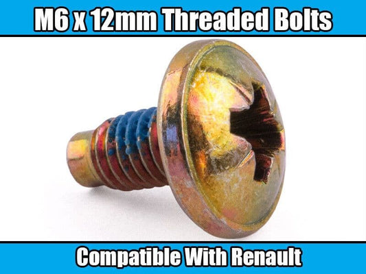 5x Bolts for Ford Metal Bolt Yellow/Gold Recessed Threaded M6X12mm