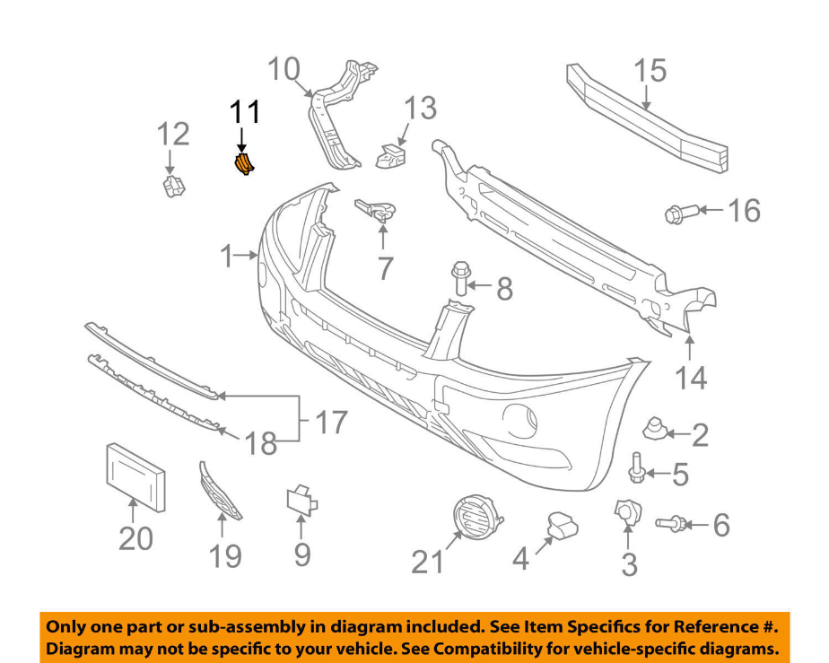 5x Front Bumper Side Support Plate for Toyota Highlander 201