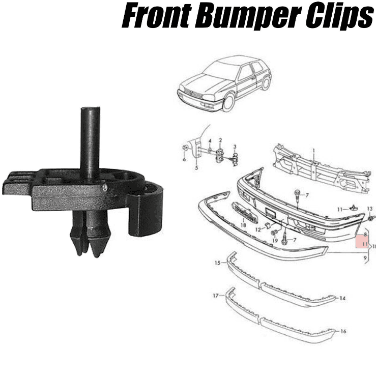 5x Front Bumper Spreader Rivet Clips for VW Jetta Golf 1H2 1H5 1H9807250