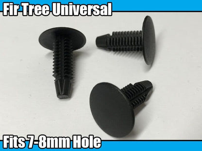 5x Fur Christmas Tree Panel Trim Clips for Ford 7-8mm Hole Black Plastic Fir