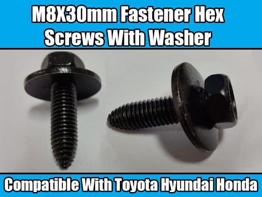 5x Hex Screws for Toyota Hyundai Honda GM Ford M8X30mm Black Metal With Washer