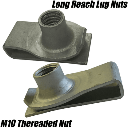 5x M10 Long Reach Chimney U Nut Lug Nuts Speed Spire Captive Clips Threaded