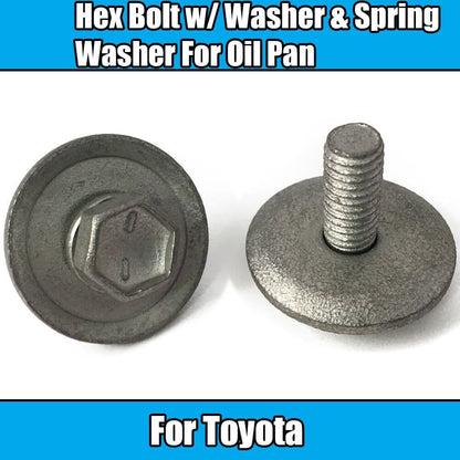 5x M6X16mm Hex Bolts, Washer & Spring Washer for Toyota Metal Oil Pan