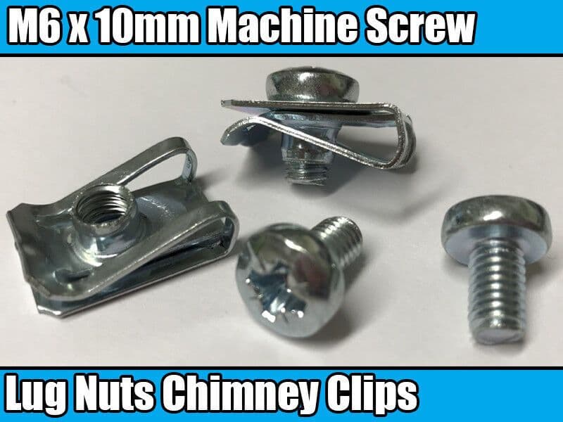 5x Machine Screw M6x10mm Pozi Head Bolts M6 Chimney Lug Nut Spire Clips