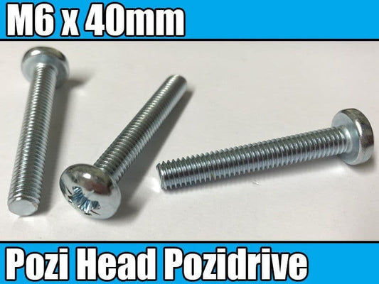 5x Machine Screw M6X40mm Pozi Head Bolts M6 Pozidrive Screws Steel