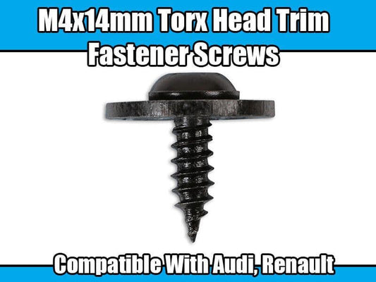 5x Screws for Audi GM Renault Black Metal Trim Fastener Screw Torx Head 4X14