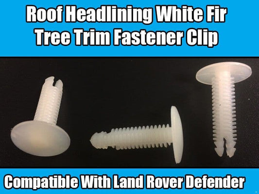 5x White Fir Tree Fastener Clips for Land Rover Defender Roof Lining