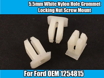 5x White Nylon Locking Nut Screw Mount Grommet for Ford 5.5mm Hole OEM 1254815