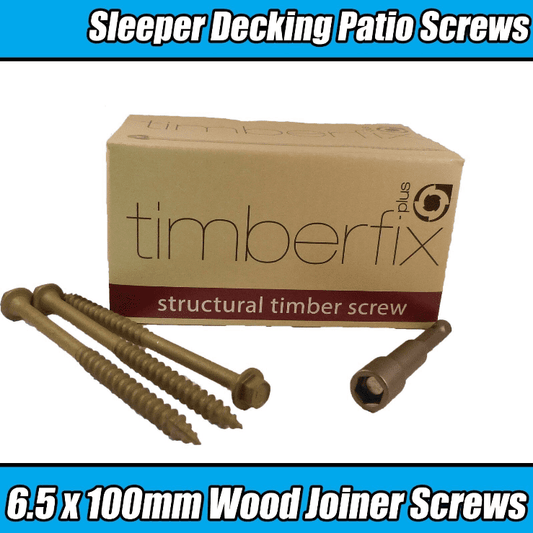 6.5mmx100mm Timber Lock Timberfix Structural Patio Decking Wood Hex Screws