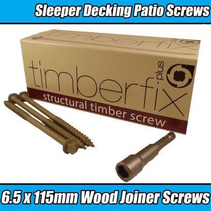 6.5mmx115mm Timberfix Timberlock Structural Patio Decking Wood Hex Screws