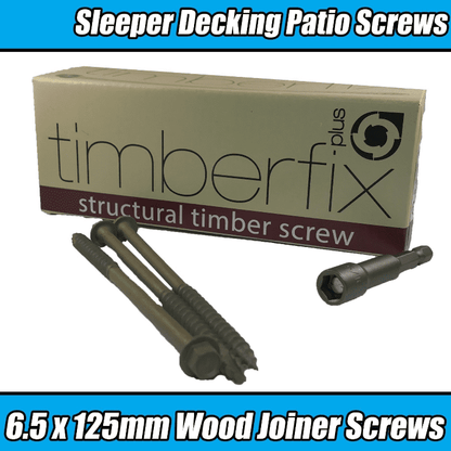 6.5mmx125mm Timberfix Structural Garden Decking Wood Hex Screws