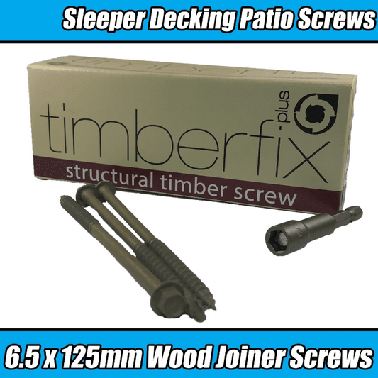 6.5mmx125mm Timberfix Structural Garden Decking Wood Hex Screws