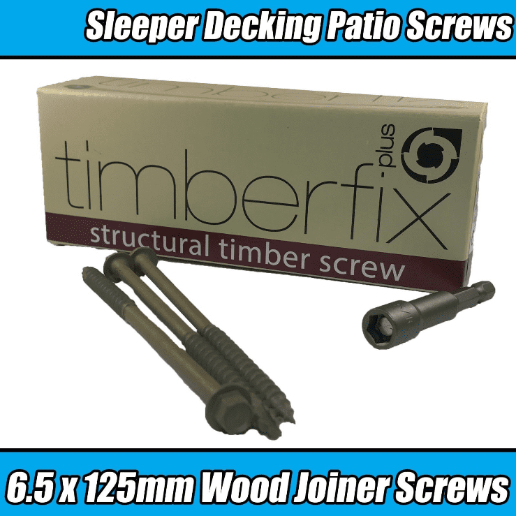6.5mmx125mm Timberfix Structural Sleeper Decking Wood Hex Screws