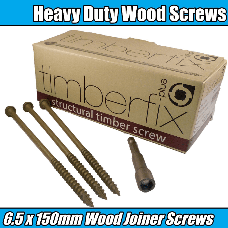 6.5mmx150mm 6" Timber Lock Timberfix Structural Garden Decking Wood Hex Screws