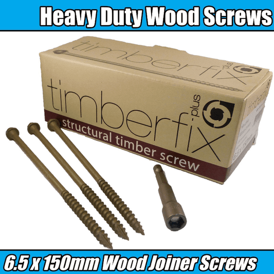6.5mmx150mm 6" Timberfix Railway Sleeper Decking Wood Hex Screws