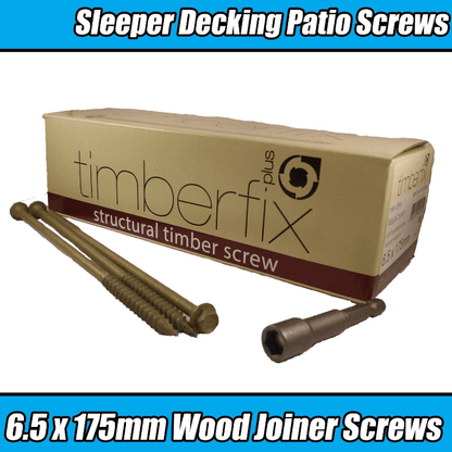 6.5mmx175mm 7" Timber Lock Timberfix Structural Garden Decking Wood Hex Screws