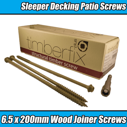 6.5mmx200mm 8" Index Timber Lock Structural Patio Decking Wood Hex Screws