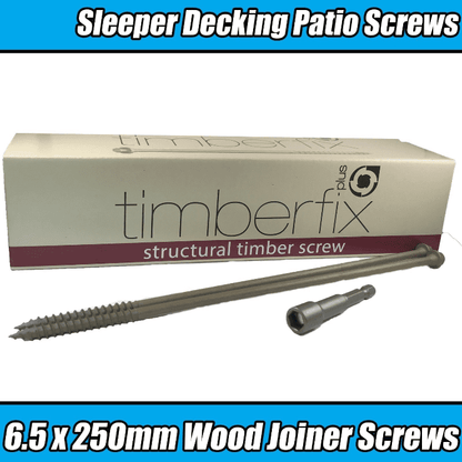 6.5mmx250mm Timberfix Structural Sleeper Decking Hex Screws
