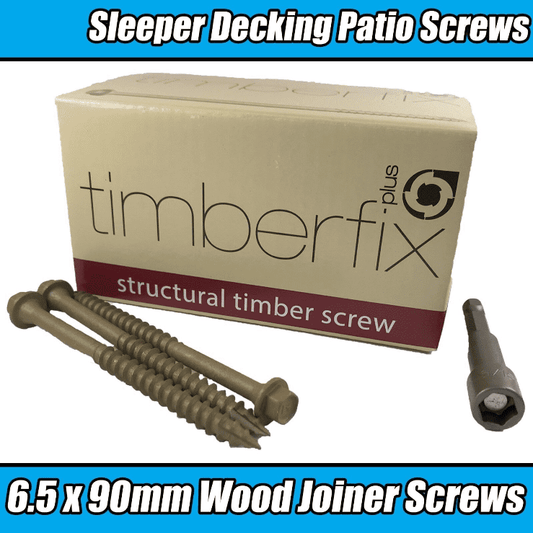 6.5mmx90mm Hex Wood Screws Timberfix Railway Sleeper Decking Patio Timberlock