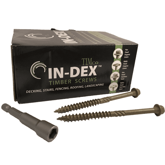 6.7x100 Hex Head Landscape Wood Screws Sleeper Decking Timber In-Dex