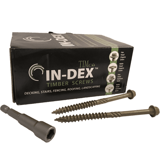 6.7X125 5" Hex Head Landscape Wood Screws Sleeper Decking Timber In-Dex