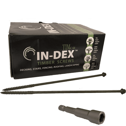 6.7X250mm 10" Hex Head Landscape Wood Screws Sleeper Decking Timber In-Dex
