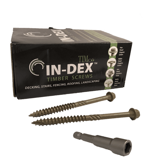6.7X75mm 3" Hex Head Landscape Wood Screws Sleeper Decking Timber In-Dex