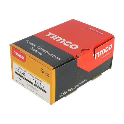 200x Timco 12G 6mm Solo Woodscrews Zinc Yellow Pozi Countersunk 40mm - 200mm