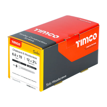 200x Timco 12G 6mm Solo Woodscrews Zinc Yellow Pozi Countersunk 40mm - 200mm