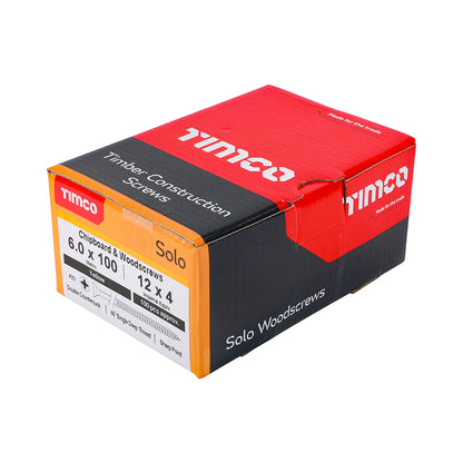200x Timco 12G 6mm Solo Woodscrews Zinc Yellow Pozi Countersunk 40mm - 200mm
