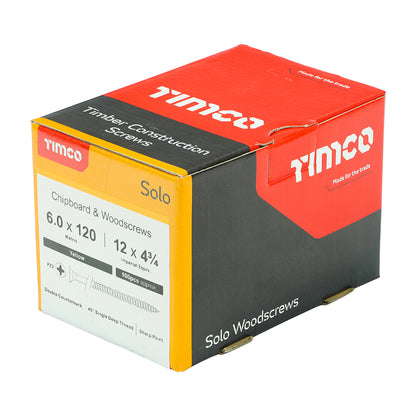 1000x Timco 12G 6mm Solo Wood Screws Yellow Pozi Countersunk Chipboard 40mm - 150mm