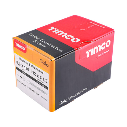 200x Timco 12G 6mm Solo Woodscrews Zinc Yellow Pozi Countersunk 40mm - 200mm