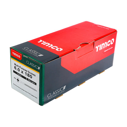 200x Timco 12G 6mm Solo Woodscrews Zinc Yellow Pozi Countersunk 40mm - 200mm