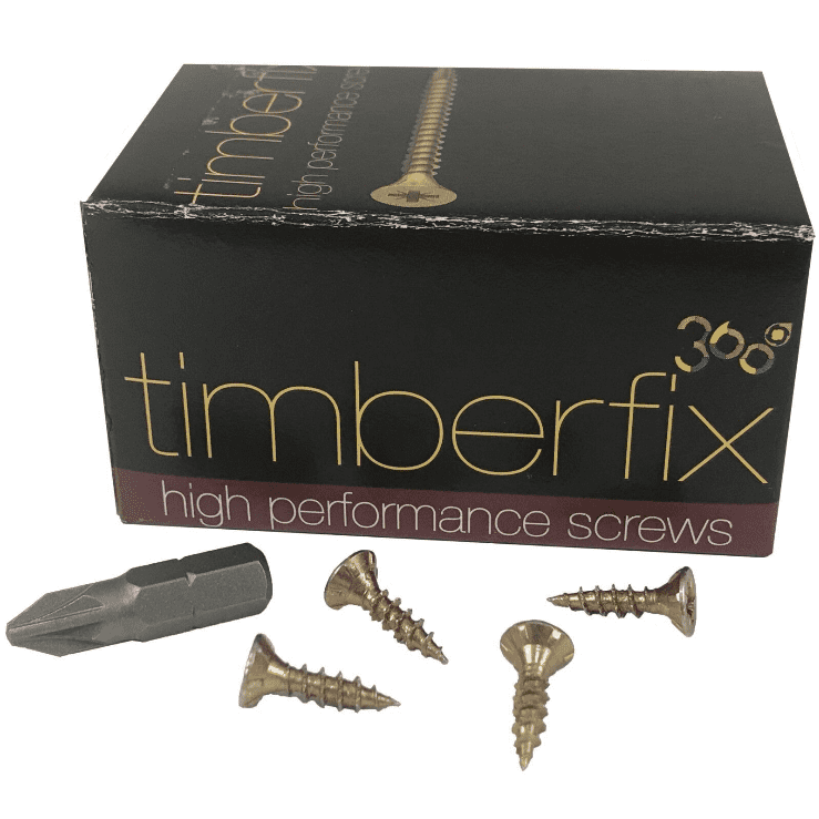 6G 3.5mmx15mm Premium Cutter Thread Wood Screws  Pozi Csk Timberfix 360 Gold