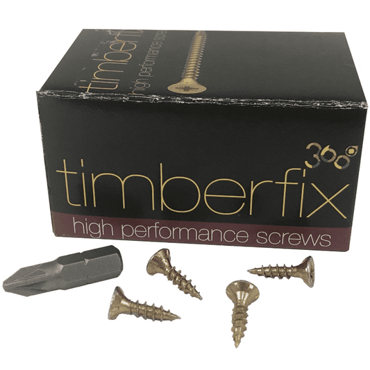 6G 3.5mmx15mm Premium Cutter Thread Wood Screws  Pozi Csk Timberfix 360 Gold