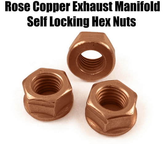 6x Self Locking Copper Nuts Hex w/ Flange for BMW M10 Exhaust Manifold
