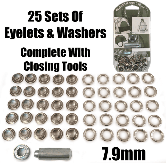 7.9mm Eyelet & Ring Washer Sail Canopy Repair Set Tools Nickel Plated Brass