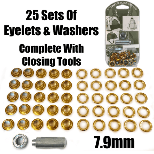 7.9mm Eyelet & Ring Washer Sail Canvas Canopy Awning Repair Kit Set Tools Brass