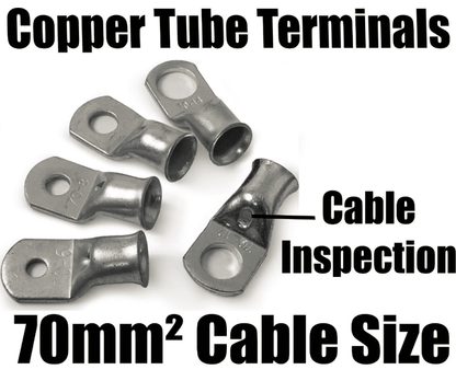 70mm&sup2; Cable Copper Tube Terminals Battery Welding Solder Lug Ring Crimp Eyelets
