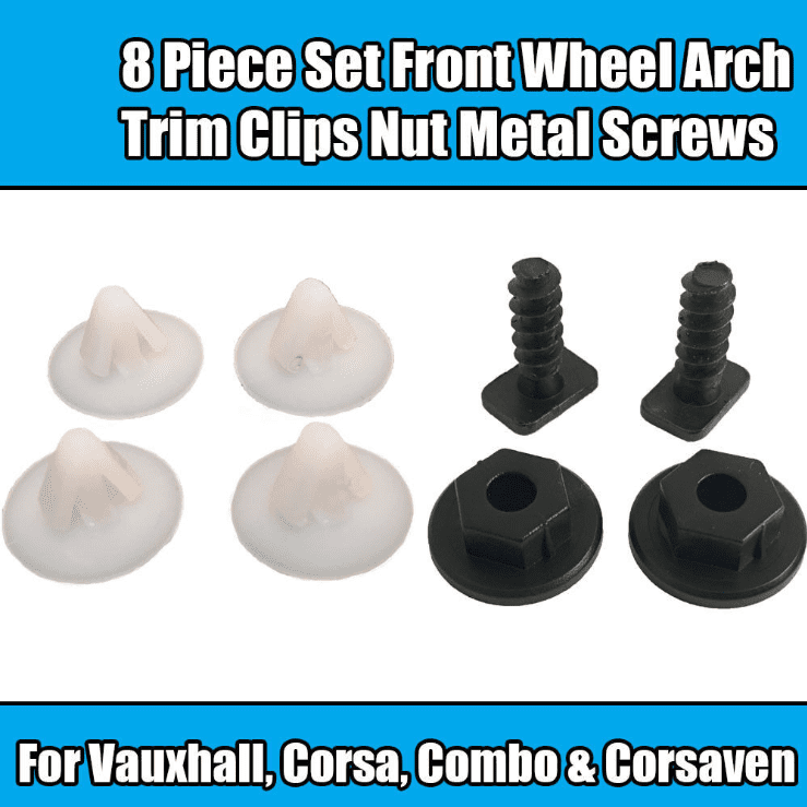 8 Piece Trim Clips Nut Metal Screws for Vauxhall Corsa Combo Front Wheel Arch