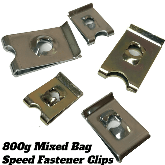 800g Mixed Bag of Speed Fasteners U Clips Spire Clip Captive Lug Nuts Zinc