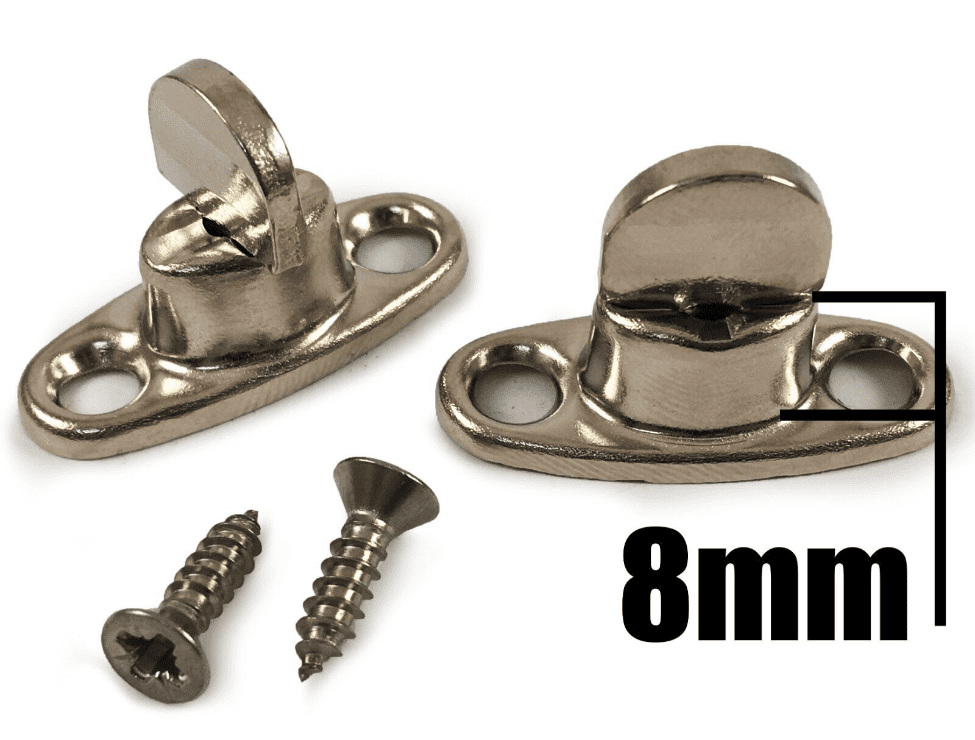 8mm Standard 2 Hole Base Turnbutton & Screws Common Sense Boat Canopy Fastener