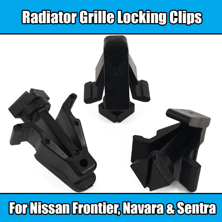 8x Black Plastic Clips for Nissan Frontier Navara Sentra Radiator Grille Locks